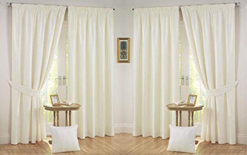 UNNAK Polyester Solid Plain Curtains for Long Door 10Ft Set of 4 Fancy Light Filtering Grommet Eyelet Panel Drapes for Living Room Bedroom, 4x10 Feet, Off White