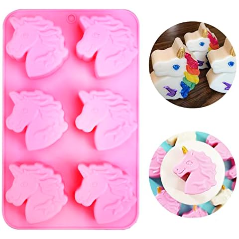 Wocuz Unicorn Silicone Mold Horse Crayon Silicone Mold Unicorn Bath Bomb Cake Molds for Soap Candy Chocolate Fondant Cookies and Candles Jello Resin Lotion Bars Ice Cube Tray Kids DIY Mold Cover