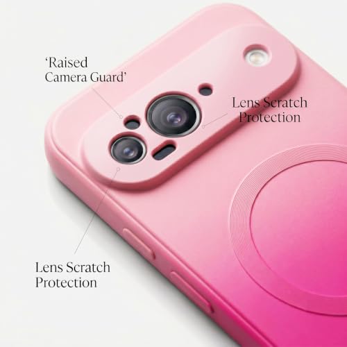 Image of amazon basics Gradient Mag-Safe Case for Google Pixel 9 | Soft Silicone Shockproof Cover with Camera Protection | Slim Lightweight Design | Smooth Touch & Durable - Light and Dark Pink