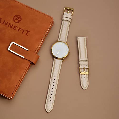 Image of ANNEFIT Watch Band 20mm, Quick Release Textured Padded Leather Straps with Gold Buckle for Men and Women (Gold)