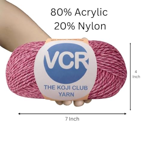 Image of VCR Dusty Rose and Berry Color Yarn, 100 Grams Hank, 275 Meters Length, 80% Acrylic, 20% Nylon Ball The Koji Club Yarn for Crochet and Knitting, Pack of 1, Suitable for DIY