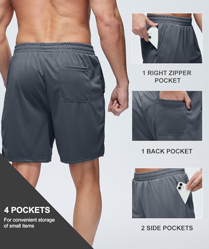 ZITY 7” Inseam Mens Athletic Running Shorts Mesh Quick Dry Gym Shorts Grey - image 7
