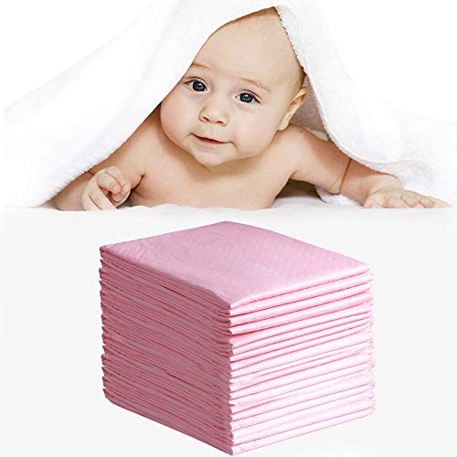 Baby Disposable Changing Pad, 30 Pack, 24×18in, Pet Training and Puppy Pads Pee Pads Portable Diaper Changing Table Pad,Breathable Waterproof Incontinence Pads Underpad（Pink）