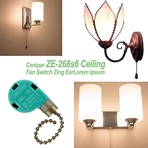 Cenipar Ze-268S6 Ceiling Fan Switch Zing Ear Bronze Pull Chain 3 Speed 4 Wire (2 Pack) For Ceiling Fans, Wall Lamps, Cabinet Light #TOP2