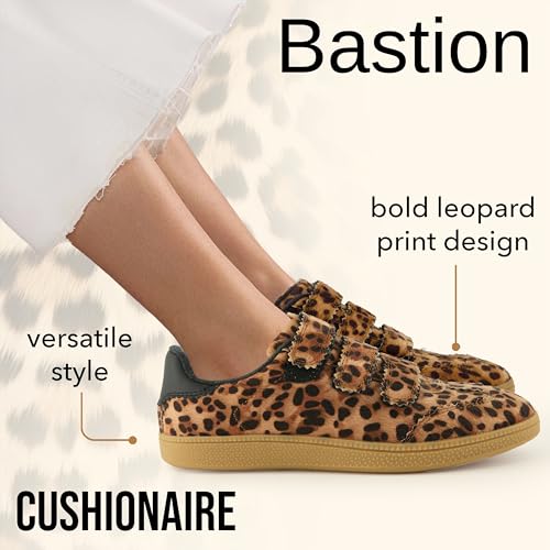 CUSHIONAIRE Bastion Vegan Hair Calf Leopard Print Casual Hook and Loop Closure Womens Sneakers – Lightweight Comfort with Non-Slip Rubber Sole2