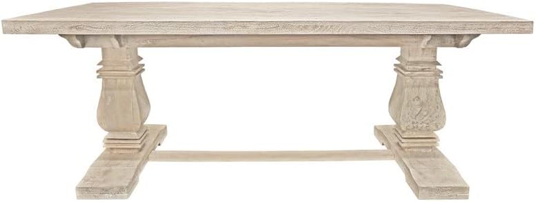 Miniatura 2 de MOTI Benedict - Juego de comedor de 9 piezas con mesa de comedor de 81 pulgadas y 8 sillas de lino marfil