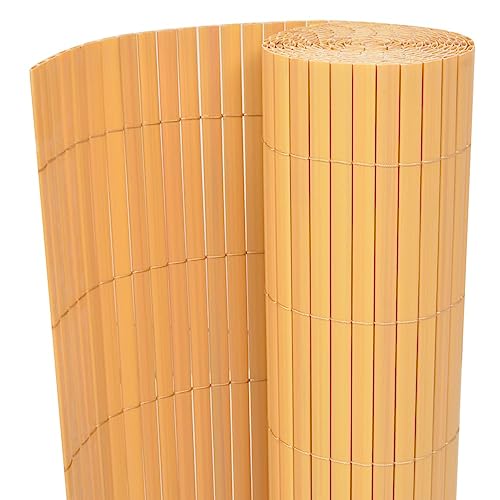 heybb Recinzione da Giardino a Doppio Lato in PVC 90x300 cm Gialla,Canniccio Recinzione recinto Balcone frangivento