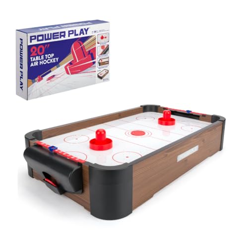 Power Play | Air Hockey Table Game Wooden Portable Table Toys Game for Kids and Adults 20inches Brown
