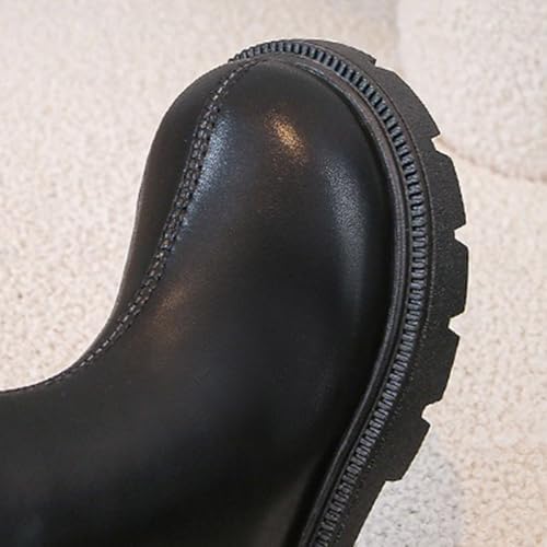 IWIHMIV Toddler Girl Riding Boots Warm Cotton High Riding Booties Non Slip Round Toe Mid-Calf Party Leather Boots3