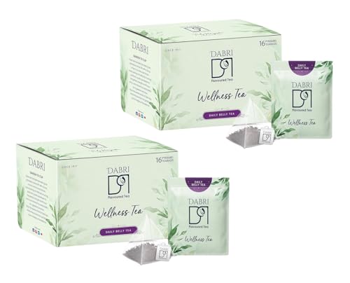 Image of Dabri Daily Belly Wellness Tea 32 Pyramid Dip Tea Bags|Pack of 2 x 16 Bags Each|Herbal Blend For Digestion|Natural Taste|Detox Tea for Bloating,Acidity & Gas Relief|Supports Health & Daily Comfort