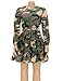 MESLIMA Women's Fashion Camouflage Dress Round Neck Long Sleeve Partywear Hem Cake Dress Green, 2XL