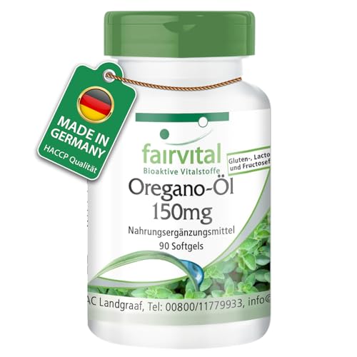 Fairvital | Oregano-Öl Kapseln 150mg - 90 Softgels - HOCHDOSIERT - Oregano Oil 10:1 Extrakt - Origanum vulgare