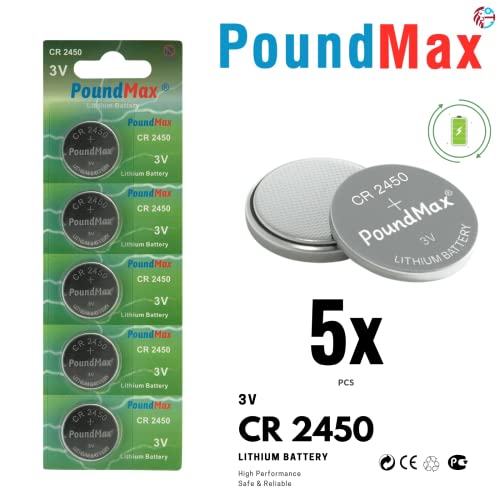 5 x PoundMax 2450 CR2450 DL2450 3V Lithium Coin Cell Batteries