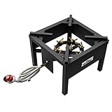 COOKAMP Jet Burner 23 Tips Outdoor Propane Gas Cooker with 0-10 PSI Adjustable Regulator and Steel B