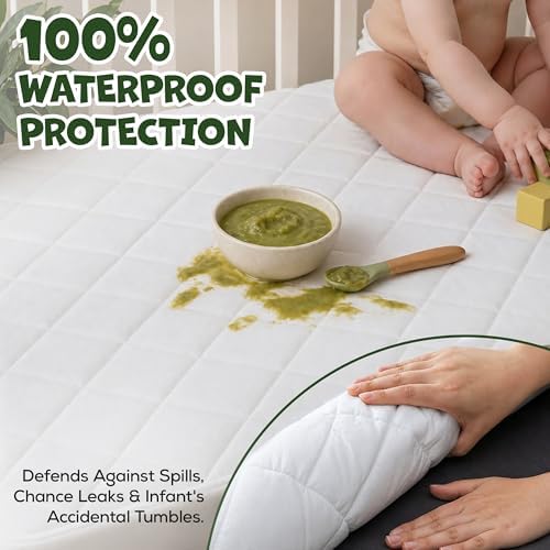 Utopia Bedding Waterproof Crib Fitted Mattress Protector (Pack of 2) - Toddler and Baby Crib Mattress Pad Cover - Soft and Breathable with 7 Inches Deep Skirt (White, 28" x 52") - 3