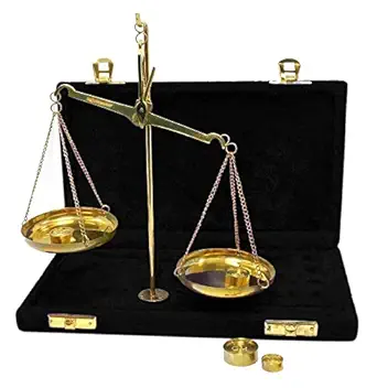 Ridhi Home Decor- Brass Hexagon Decorative Weighing Scale Set (20grm)