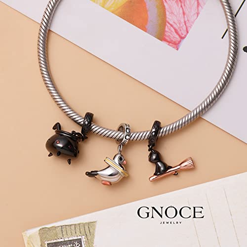 Image of GNOCE Owl Pendant Bead Charm With Bracelet S925 Sterling Silver Guarding You 18k Gold Plated Charm with CZ Fit for Bracelet /Necklace Charm Gifts for Animal Lover