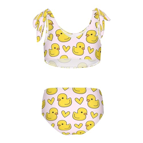 Image of Girls Swimsuit Two Piece Swimwear Baby Duck with Heart Bikini Set Beach Sport Bathing Suit for Girls,3T, Cute