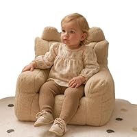 oyptmsh Kids Bean Bag Chair with Storage | Fleece Children's Armchair Sofa with Filling Included | Soft Machine Washable Cover | Lightweight Floor Seat for Bedroom Playroom (Brown)