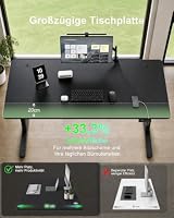 Devoko Höhenverstellbarer Schreibtisch 180x80cm mit Typ-C Ladeanschluss, Schreibtisch Höhenverstellbar Elektrisch, Mobiler Elektrisch Computertisch mit Kabel Management Tray, Schwarz – Ansicht 9