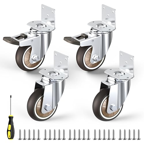 HOLKIE 3 Inch Caster Wheels Heavy Duty with Thickened L Shaped...