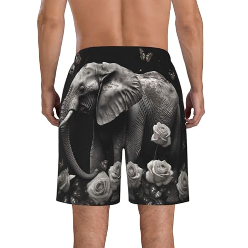 Men's Swim Trunks Elephant and Butterfly Quick Dry Board Shorts Mens Bathing Suit Beach Swimwear with Pockets3