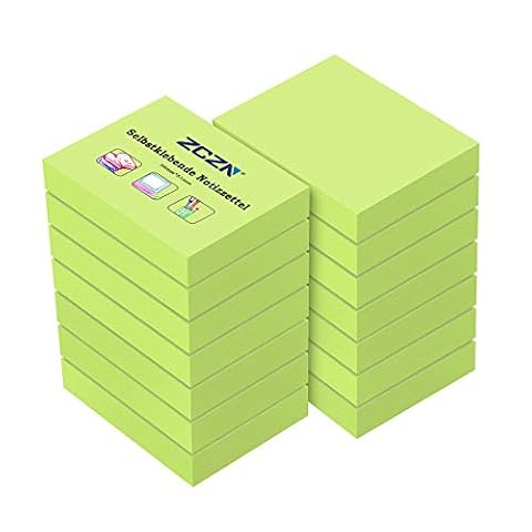 ZCZN 14 bloków karteczek samoprzylepnych w kolorze neonowo-zielonym, małe karteczki samoprzylepne 51 x 38 mm, 100 arkuszy w bloku, do szkoły, domu, biura
