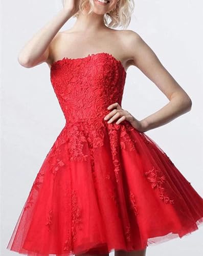 Lace Homecoming Dresses Short A Line Strapless Formal Cocktail Party Gowns3