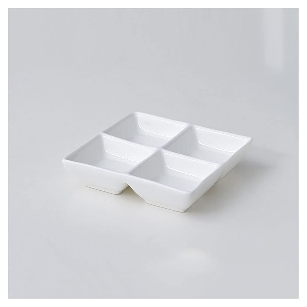 Caihuashopping White Shape Sauce Dish Soy Sauce Dish Ceramice Dip Bowls Tray Dipping Soy Sauce Dishes For Appetizers Ketchup Seasoning Snack Sushi And Serving Set(4 Compartment) Appetiser Dishes