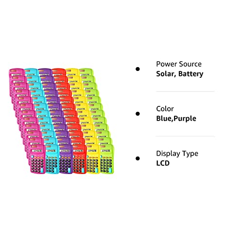 Pocket Size Calculator 8 Digit Display Basic Calculator Solar Battery Dual Power Mini Calculator For Desktop Home Office School Students Kids, 6 Colors (18 Pieces) #TOP7