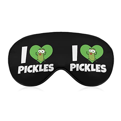 I Love Pickles Funny Eye Mask Sleep Blindfold with Adjustable Strap Blocks Light Blinder for Travel Sleeping Yoga Nap