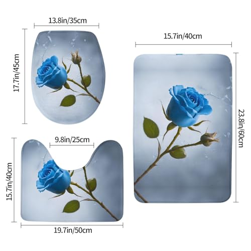 Tapis de salle de bain bleu absorbant durable 61 x 40,6 cm - 3