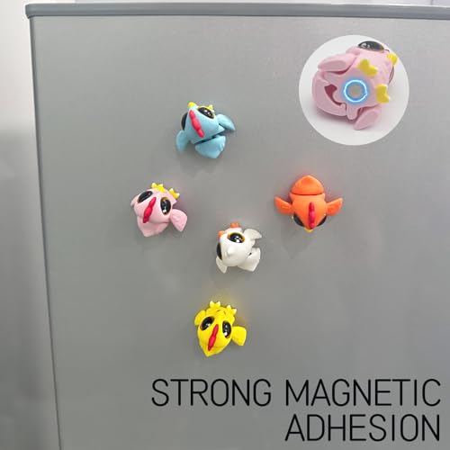 5 imanes decorativos articulados 3D de pollito para refrigerador miniatura 3