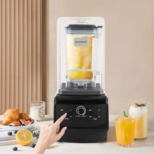 High-Speed 2200W Commercial Blender with 2L Capacity, Soundproof Cover, Perfect for Smoothies, Ice Crushing, Grinding & Chopping - Professional Countertop Mixer