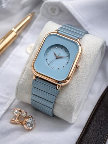 Image of Premium Rose Gold Square Analog Watch for Women & Girls | Stylish Stainless Steel Strap | Elegant Heart Second Hand | Trendy Ladies Wrist Watch under 500 | Square Case Design | Perfect for Casual | Affordable Fashion Watch for Girls
