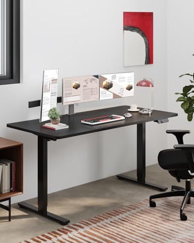 Image of SANODESK Dual Motor Electric Standing Desk 79 x 32 Inches, Height Adjustable Sit Stand Desk with Large Splice Board for Home Office, Computer Workstation, Study & Gaming, Black Frame /Black Top