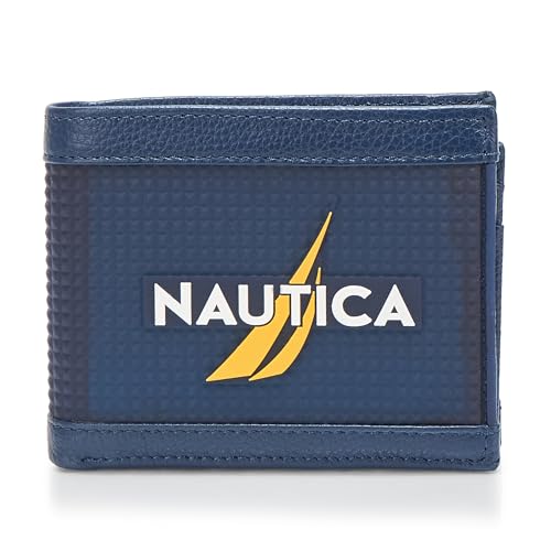 Image of Nautica Men's Bifold Leather Wallet | RFID Blocking | ID Window | Card Slots | Organization | Durable | Stylish