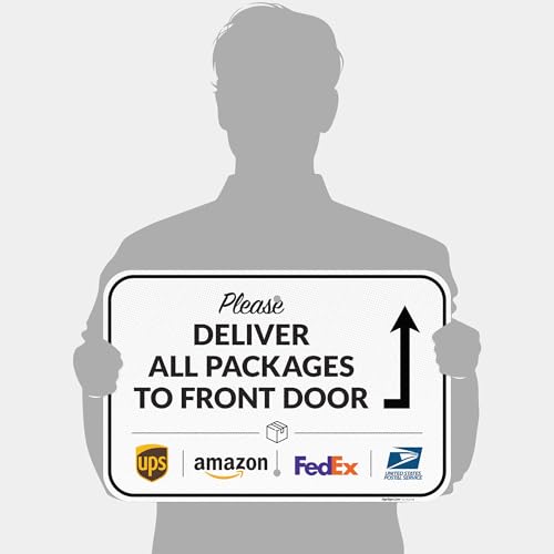 Image of Package Delivery Sign, Delivery Instructions All Package Front Door Sign, | 12x18 Inches, 3M EGP Reflective .063 Aluminum, Made in USA by Sigo Signs
