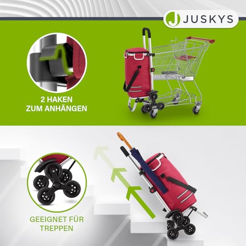 Juskys 3in1 Einkaufstrolley für Treppen - 56 L, modern & klappbar - Treppensteiger Trolley zum Shopping - Sackkarre & Tasche - Trolli Rot – Bild 6