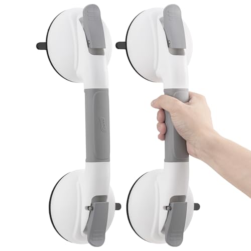 Image of TAILI Shower Grab Bars,Suction Shower Handles,Upgraded,330lbs,2 Pack,Grey | Safety for Bathtubs,Toilet,Elderly&Seniors,Bathroom Grip Bar Heavy Duty Handrails,No Drilling Removable Waterproof,14.9 inch