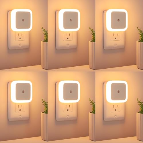 Image of HEMOVIA Plastic Smart Night Sensor Light | Automatic ON /Off Dim LED | Sensor Energy-Efficient | Bedroom Lights |0.5W Night Light |Daily Use for Home Stairs, Kitchen, Bathroom Pack-6, White