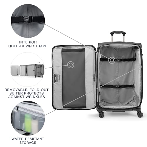 Image of Travelpro Crew Classic Lightweight Softside Expandable Checked Luggage, 8 Wheel Spinner Suitcase, TSA Lock, Men and Women, Checked Large 29-Inch, Titanium Grey