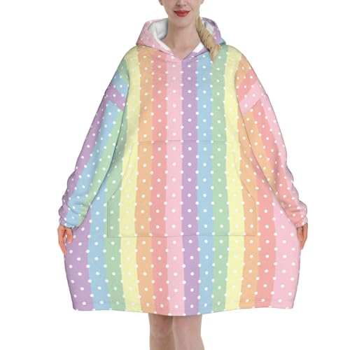 Couverture oversize à capuche femme arc-en-ciel pour des soirées cocooning au chaud