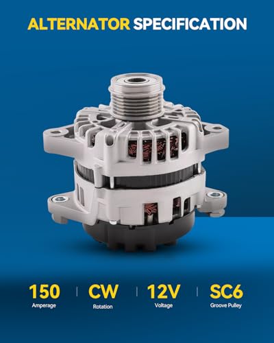 Image of PHILTOP New 150A Alternator 11710N for Kia Optima 2014-2015 2.0L 2.4L | Compatible with Kia Optima, Sorento, Hyundai Santa Fe Sport and Sonata. 150A direct replacement alternator.