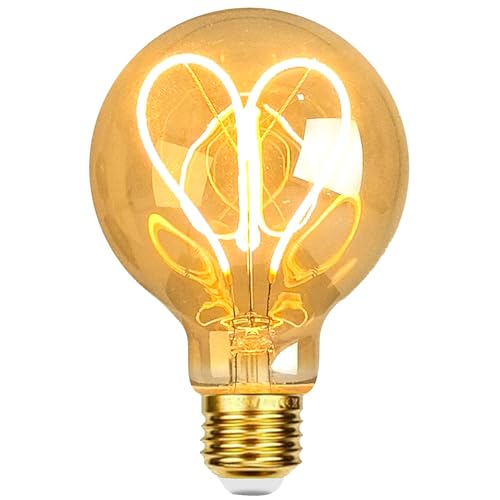 KANQIAO Bombilla Edison Vintage E27, E27 LED Vintage Regulable 4W Lámpara LED Retro Bombilla Decorativa Antigua Ideal para Nostalgia y Iluminación Retro en el Hogar Café Bar   95mm   Ámbar
