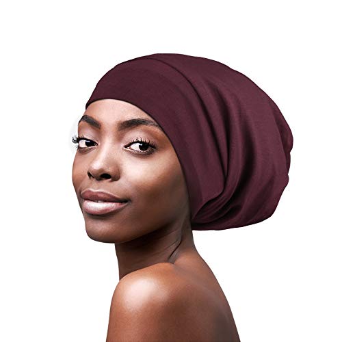 Image of Satin Lined Sleep Slouchy Cap Curly Girl Slap Headwear Gifts For Frizzy Hair Women