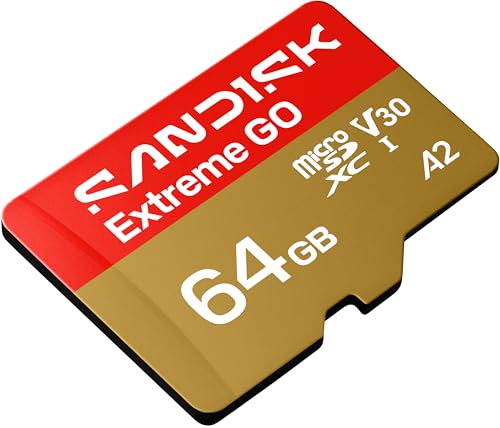 Image of SANDISK 64GB Extreme GO microSDXC UHS-I Card, 5K & 4K UHD Video, 170MB /s Read, 80MB /s Write, A2, U3, V30, High-Speed for Android, Action Camera & Gaming