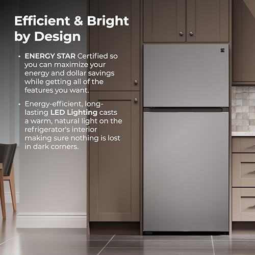Kenmore 46-62315 30" Top Mount Refrigerator with Freezer-Adjustable Shelving, Humidity-Controlled Crispers, Optional Ice Maker, LED Light, ENERGY STAR Certified, 18.2 cu. ft. Capacity-Stainless Steel
