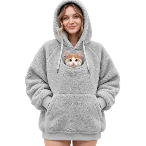Cat Pouch Hoodies Women Hooded Oversized Fleece Plush Cute Hoodies - image 6