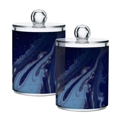 Boîtes de rangement pour cotons-tiges Qtip (Lot de 4) en bleu marine élégant